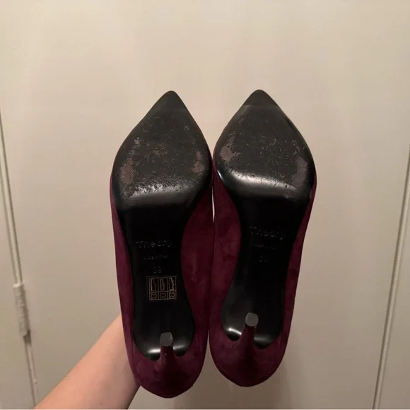 Theory Braxia Suede Pumps - Size 39 - Maroon - Picture 8 of 11